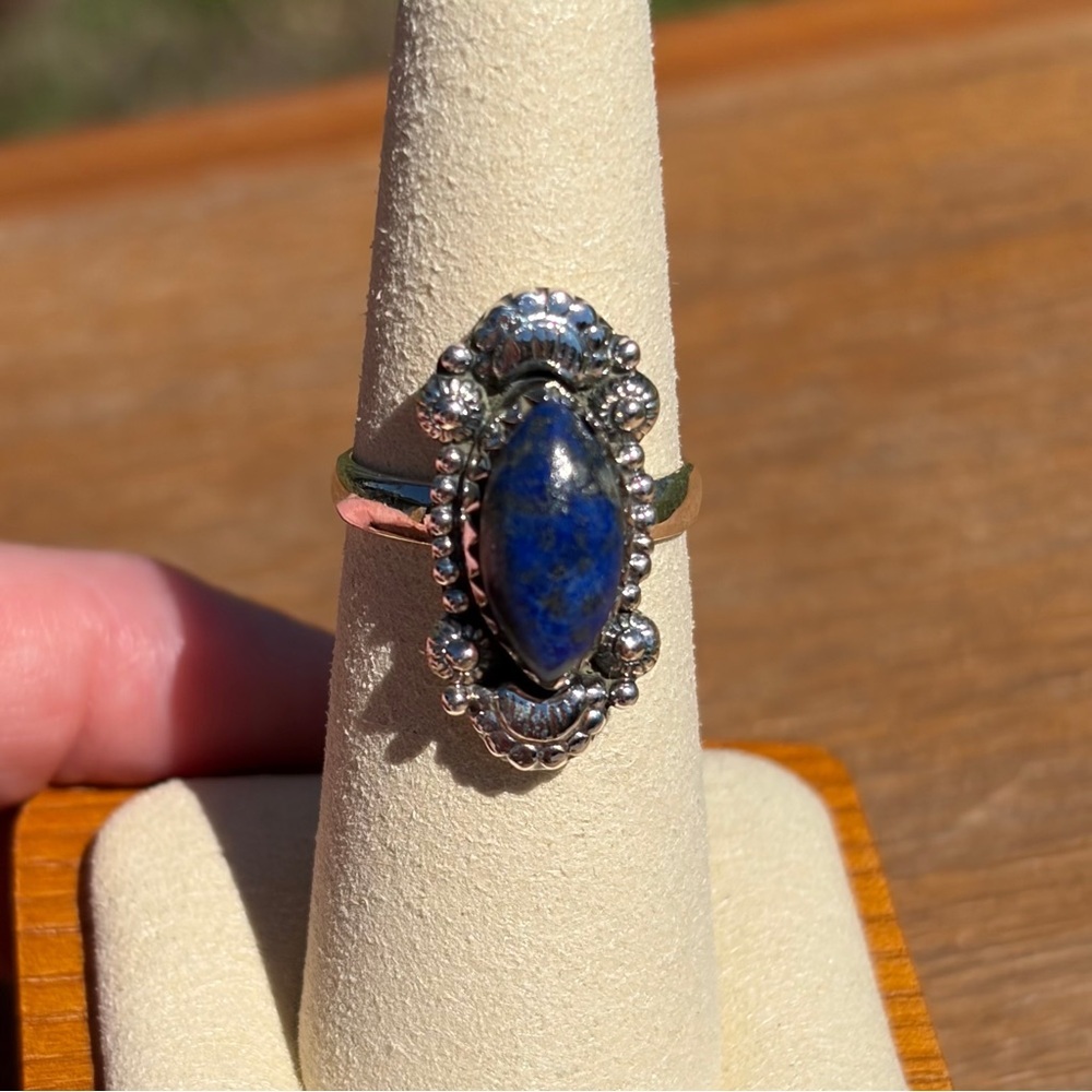 925 Sterling Silver Lapis Lazuli Marquee Ring